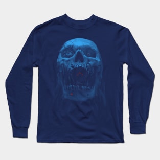 Robot Cyborg Skull Sci-Fi T shirt - Blue Long Sleeve T-Shirt